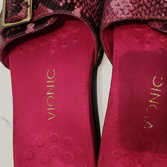 Vionic Women's Fuchsia Snakeskin Slide Sandals - Picture 2 of 10